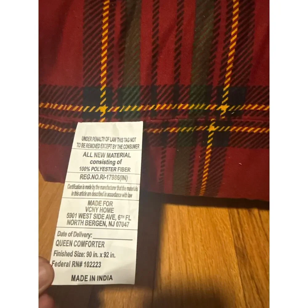 NEW Hallmark Classic Plaid QUEEN Flannel 3-piece Comforter Set Christmas
